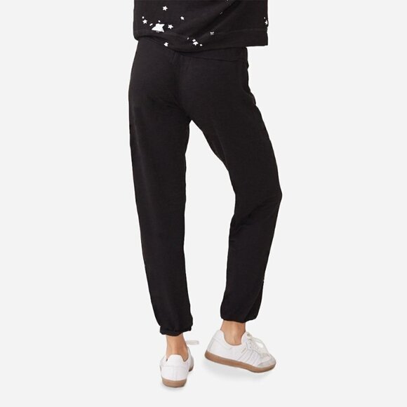 New Monrow Supersoft Vintage Drawstring Waist Black Jogger Sweatpants NWT Large - Picture 2 of 10